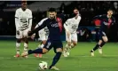  ?? ?? Paris Saint-Germain’s Gonçalo Ramos equalises from the penalty spot against Rennes. Photograph: Christophe PetitTesso­n/EPA