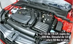  ??  ?? 1.0 TSI de 115 CP, cuplu de 200 Nm. Dieselul de 1,6 l oferă 50 Nm î n plus.