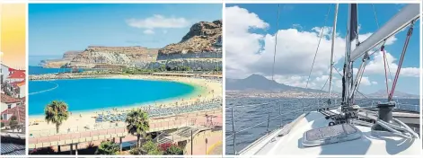  ??  ?? ▼ From left: El Hierro; Camara de Lobos, Madeira; Amadores beach, Gran Canaria; and yachting off the coast of Tenerife.