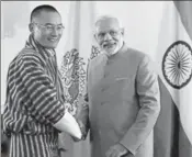  ??  ?? Prime Minister Narendra Modi with Bhutan counterpar­t, Tshering Tobgay in 2015. Bhutan and China do not have diplomatic relations and maintain contacts through their missions in New Delhi n PTI FILE