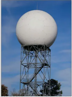  ?? (Arkansas Democrat-Gazette/Thomas Metthe) ?? The National Weather Service Radar across from the North Little Rock Airport, seen here on Wednesday, will be offline for two weeks starting on Monday as it undergoes critical upgrades.