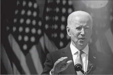  ?? DEMETRIUS FREEMAN/WASHINGTON POST ?? President Joe Biden make remarks on gun violence prevention Thursday in the Rose Garden at the White House.