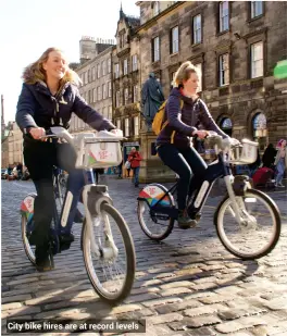  ??  ?? City bike hires are at record levels