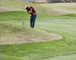  ?? CHRIS CARLSON, THE ASSOCIATED PRESS ?? Jon Rahm hits to the first green during the final round of the CareerBuil­der Challenge golf tournament on the Stadium Course at PGA West on Sunday. The 23-year-old Spaniard will jump from third to second in the world ranking behind Dustin Johnson.