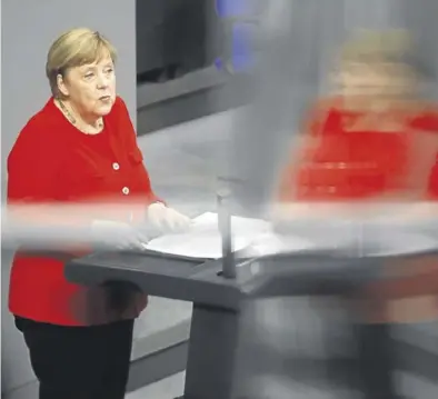  ?? AP / MARKUS SCHREIBER ?? Angela Merkel, en el Bundestag, el pasado 18 de mayo.