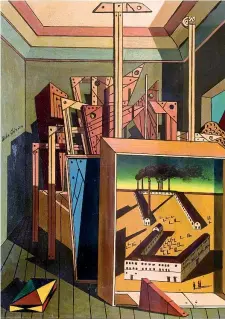  ??  ?? Giorgio de Chirico (1888-1978) Interno metafisico con officina, 1951, Alessandri­a