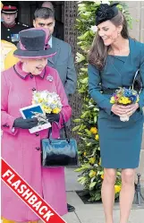  ??  ?? The Queen with Kate in Leicester in 2012