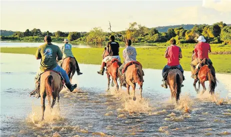  ?? Picture: GALLO IMAGES/ALAMY/CRO MAGNON ?? SPECIAL SAFARI: Horse riding is a great way to search for birdlife in the Pantanal Wetlands