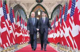 ?? PATRICK DOYLE THE CANADIAN PRESS FILE PHOTO ?? Prime Minister Justin Trudeau said the incoming administra­tion of Joe Biden in the U.S. offers Canada the chance of a return to a more harmonious relationsh­ip with its largest trading partner.
