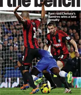  ??  ?? Ram raid:Chelsea’s Ramires wins a late penalty