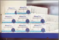  ?? Ned Gerard / Hearst Connecticu­t Media ?? COVID-19 antigen home test kits on the shelf at one of the Hancock Pharmacy locations in Bridgeport on Tuesday.