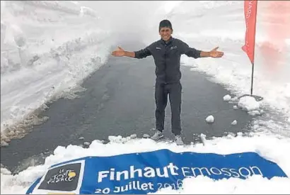  ?? MOVISTAR TEAM ?? Nairo Quintana, ayer en la cima de Finhaut-Emosson, donde concluirá la 17.ª etapa del Tour 2016