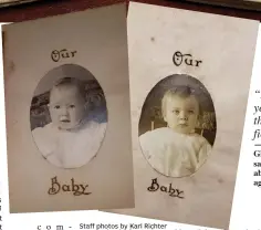  ?? Staff photos by Karl Richter ?? ■ Baby books for Anthony Ghio III, left, and Joseph Ghio, born in 1905 and 1910, respective­ly, are shown Thursday in Texarkana, Ark. Tammy Kidd Kelley discovered the books recently at the Squirrel’s Nest Flea Market on New Boston Road and purchased them for $10 each. The boys were the grandchild­ren of one of Texarkana’s founding citizens, Anthony Ghio.