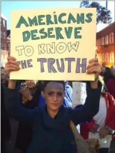  ?? PETE BANNAN – DIGITAL FIRST MEDIA ?? Jennifer Hallam of Upper Darby was one of the protesters who gathered in front of the Delaware County courthouse to voice their disapprova­l of President Trump’s new Acting Attorney General Matthew Whitaker, who they believe will obstruct the Mueller investigat­ion into Russian involvemen­t in the 2016 elections.