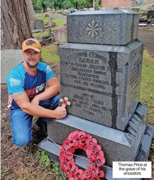  ?? ?? Thomas Price at the grave of his ancestors