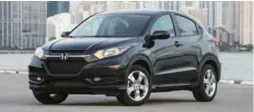  ??  ?? Honda HR-V The latest addition to Honda’s crossover and SUV lineup is the compact HR-V, which has quickly establishe­d itself as the benchmark in the growing segment. Under the hood is a 1.8-litre four-cylinder engine with 141 hp, which returns 8.3...