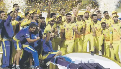  ?? Picture: AFP ?? CHAMPS. The evergreen MS Dhoni led the Chennai Super Kings to their third IPL title on Sunday.