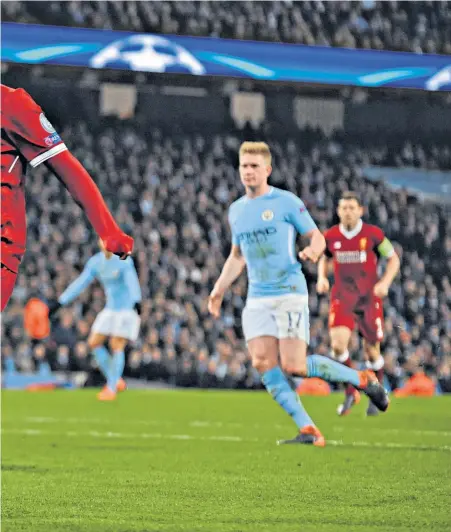  ??  ?? Incorrect offside
Guardiola was enraged as City had what would have been a second goal before half-time disallowed. Lloris Karius punched clear (top) but the ball hit team-mate James Milner (centre) before rebounding to Leroy Sane to score. As the...