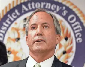  ?? TONY GUTIERREZ/AP FILE ?? A Republican-led Texas House investigat­ive committee unanimousl­y voted to recommend impeaching Republican Attorney General Ken Paxton on 20 articles.
