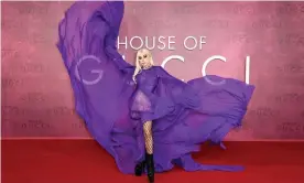  ?? Photograph: Gareth Cattermole/Getty Images for Metro-Goldwyn-Mayer Studios and Universal Pictures ?? Lady Gaga attends the UK premiere of House of Gucci in London wearing a flowing Gucci gown.