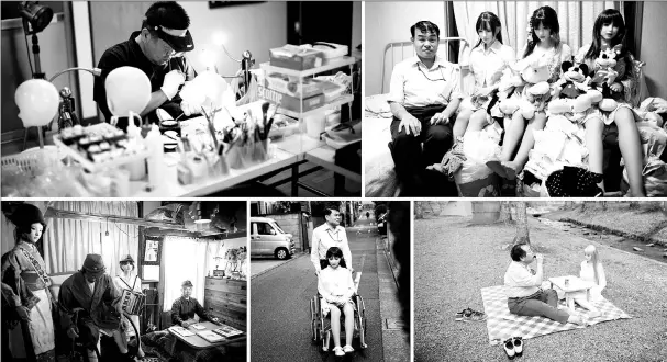  ?? — AFP photos by Behrouz Mehri ?? (Clockwise from top left) In this picture taken on June 13, a man works on the head of a silicone sex doll in a doll factory in Saitama. Around 2,000 of the life-like dolls — which cost around US$6,000 and come with adjustable fingers, removable head...