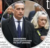  ?? ?? DEVASTATED Grace’s parents leave the court yesterday