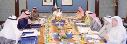  ??  ?? KUWAIT: His Highness the Prime Minister Sheikh Jaber Al-Mubarak Al-Hamad Al-Sabah chairs the Cabinet’s meeting yesterday. — KUNA