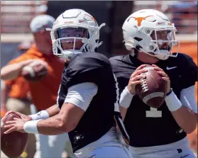  ?? (AP Photo/Michael Thomas, File) ?? First-year Texas coach Steve Sarkisian is already changing starters. He’ll replace inconsiste­nt redshirt freshman Hudson Card with junior Casey Thompson.