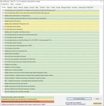  ??  ?? W10Privacy is niet alleen geschikt voor privacy-opties, maar kan ook apps wissen die Microsoft standaard heeft geïnstalle­erd.