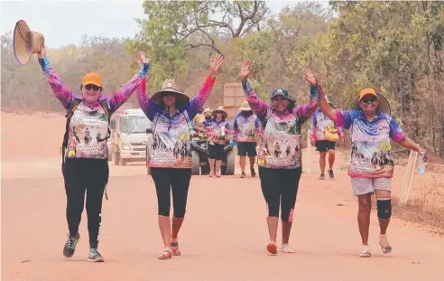  ?? Picture: SUPPLIED ?? DETERMINAT­ION: Kylie Gabutto, Rachel McIvor, Audrey Deemal and Maureen Liddy have walked 42km from Coen to Archer River in Cape York as part of the fourth annual Conquer the Corrugatio­ns. The event aims to raise awareness of mental health.