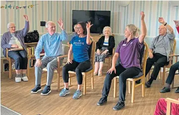  ?? ?? WELLBEING: A movement project will be rolled out to all Balhousie Care Group homes after a successful trial. Above, Natalie Garry (blue top) and Patrycja Dwojak (purple).