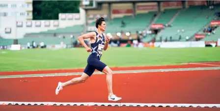  ?? AFP ?? Exhibition event: Jakob Ingebrigts­en broke the 2,000m European record at the Impossible Games — named so because of the circumstan­ces under which it was conducted — at Bislett in Norwegian capital Oslo.