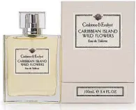  ??  ?? Whiff of paradise? Crabtree & Evelyn’s Caribbean Island Wild Flowers collection, headlined by eau de toilette, offers a heady mix of fruits, flowers and “the subtle scent of balmy ocean air.”