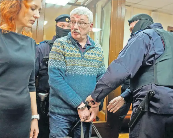  ?? ?? Oleg Orlov was sentenced to two and a half years in prison at a trial in Moscow for ‘repeatedly discrediti­ng the armed forces’. The 70-year-old campaigner is the leader of Memorial, Russia’s oldest human rights group