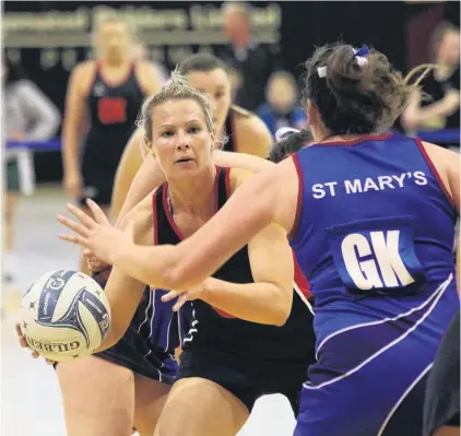  ?? PHOTO: LOGAN SAVORY ?? Poised . . . Rata centre Hayley Crofts in action during the Invercargi­ll Netball Centre final against St Mary’s at ILT Stadium Southland in Invercargi­ll on Saturday. Rata won 5535.