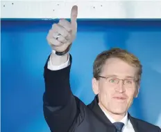  ?? — Reuters ?? Daniel Guenther, top candidate of the Christian Democratic Union (CDU), reacts on exit polls after the Schleswig-Holstein regional state elections in Kiel.