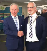  ??  ?? Richard Bruton TD and Brendan Boyle, President of The Insurance Institute of Sligo at the launch of the Insurance Practition­er Apprentice­ship in IT Sligo.