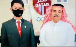  ??  ?? Raja Sapta Oktohari, president of Indonesian Olympic Committee, with Sheikh Saud Ali Al Thani of Qatar Olympic Committee.