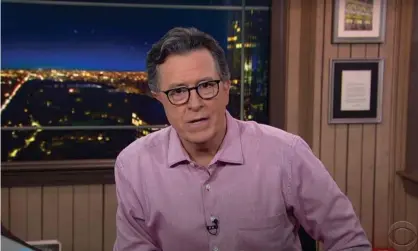  ??  ?? Stephen Colbert on Biden’s announceme­nt: ‘This conflict is older than the Marvel Cinematic Universe. It’s an infinity war, with no endgame.’ Photograph: Youtube