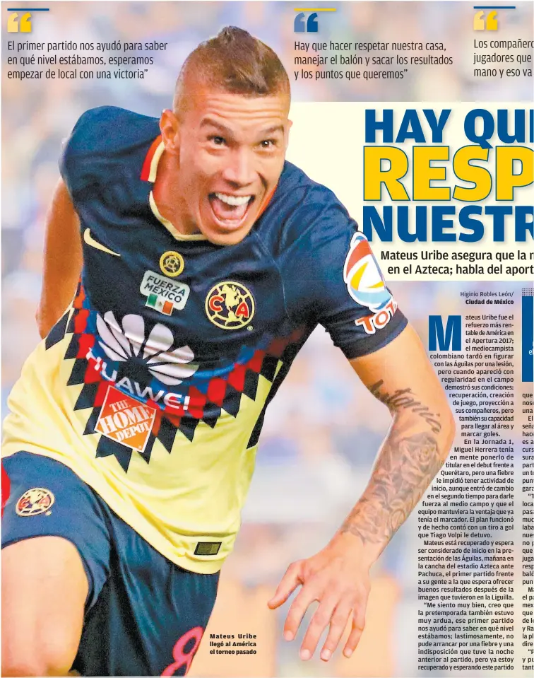  ??  ?? Mateus Uribe llegó al América el torneo pasado