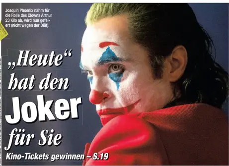  ??  ?? Joaquin Phoenix nahm für die Rolle des Clowns Arthur 23 Kilo ab, wird nun gefeiert (nicht wegen der Diät).