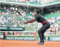  ?? CHRISTOPHE ARCHAMBAUL­T GETTY IMAGES FILE PHOTO ?? In May, Williams wore a body-fitting catsuit during a French Open match at Roland Garros stadium in Paris.