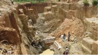  ??  ?? Another section of Bugai mining site in Birnin Gwari Forest in Kaduna State