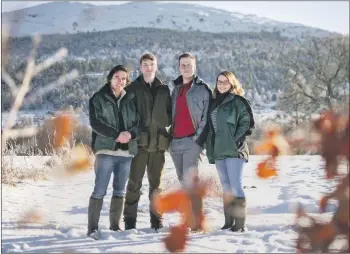  ?? Photo: Alex MacLeod, Trees for Life. ?? Last year’s Trees for Life Skills for Rewilding trainees were, left to right, Nick Kinnegan, Callum Fraser, Tim Buchan, Rhona Duncan at Dundreggan.