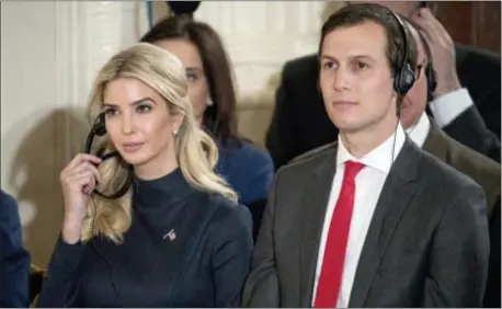  ?? ANDREW HARNIK — THE ASSOCIATED PRESS ?? In this photo taken Friday Ivanka Trump, the daughter of President Donald Trump, and her husband Jared Kushner, senior adviser to President Donald Trump, attend a joint news conference with the president and German Chancellor Angela Merkel in the East...