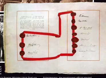  ??  ?? RIGHT: The signed Treaty of Versailles