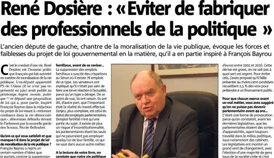  ?? (Photo PQR/L’Union) ?? René Dosière,  ans, ex-député apparenté PS.