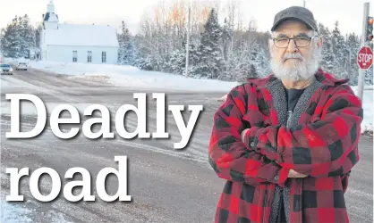  ?? DAVE STEWART/THE GUARDIAN ?? Roger Riley, who lives near the intersecti­on of Routes 24 and 315 in Caledonia, attributes many of the serious collisions at the intersecti­on over the years to driver inattentio­n. The province recently announced it will construct a roundabout in the spring.