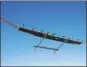  ?? PROVIDED TO CHINA DAILY ?? An undated photo of the China Academy of Aerospace Aerodynami­cs’ solar-powered drone during a flight test in Northwest China.