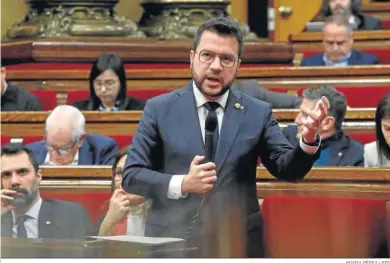  ?? MARTA PÉREZ / EFE ?? El presidente de la Generalita­t, Pere Aragonès, durante la sesión de control en el Parlament.